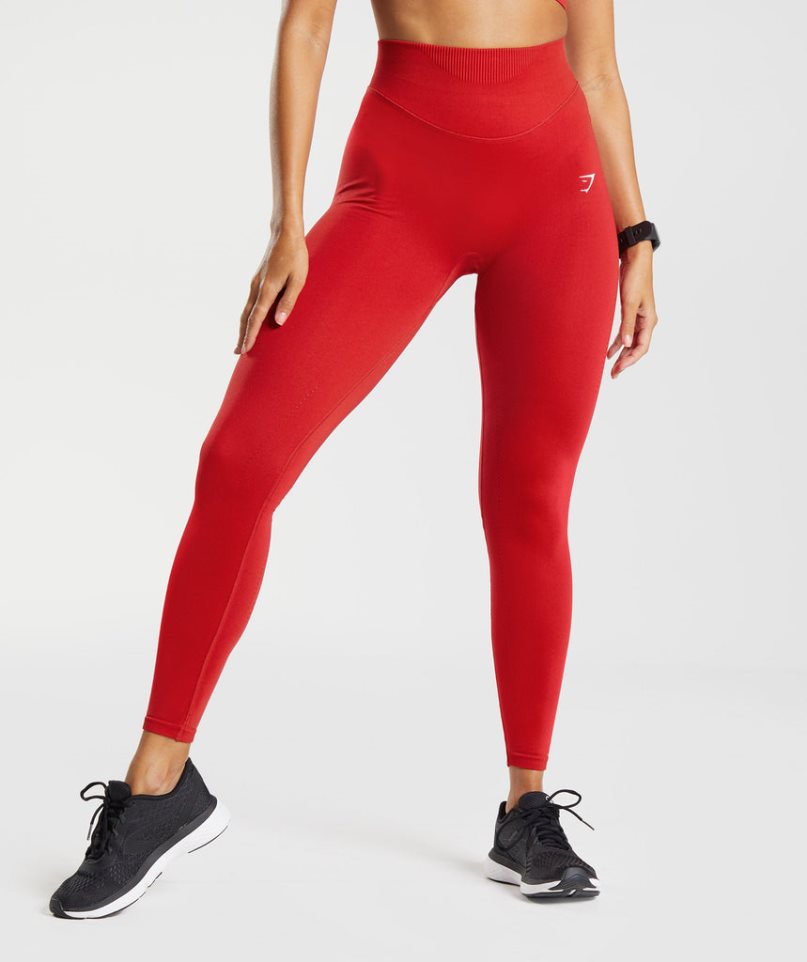 Women\'s Gymshark Sweat Seamless Sculpt Leggings Red | CA DA1836